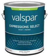 Valspar Expressions Select 4500 028.0045004.007 Latex Paint, Acrylic Base, Satin Sheen, Clear Base, 1 gal